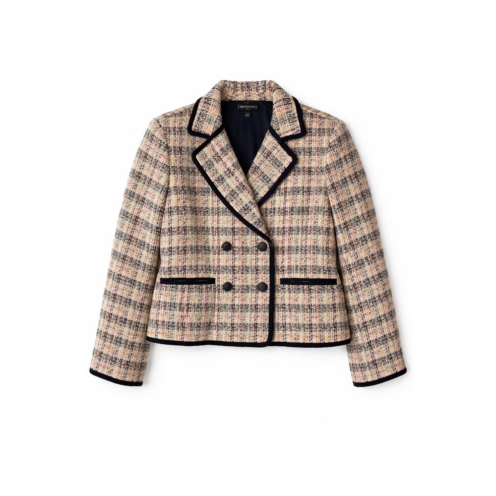 Talbots Tweed Blazer Multicolor Plaid Jacket Classic Tailored Career Chic